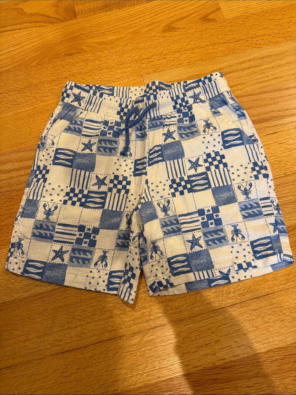 Cat & Jack Blue and White Patchwork Print Kids Shorts